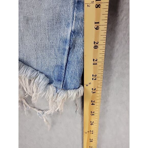 Good American Blue Denim Asymmetrical Frayed Hem Mini Skirt Women's Plus 16 - Picture 7 of 10
